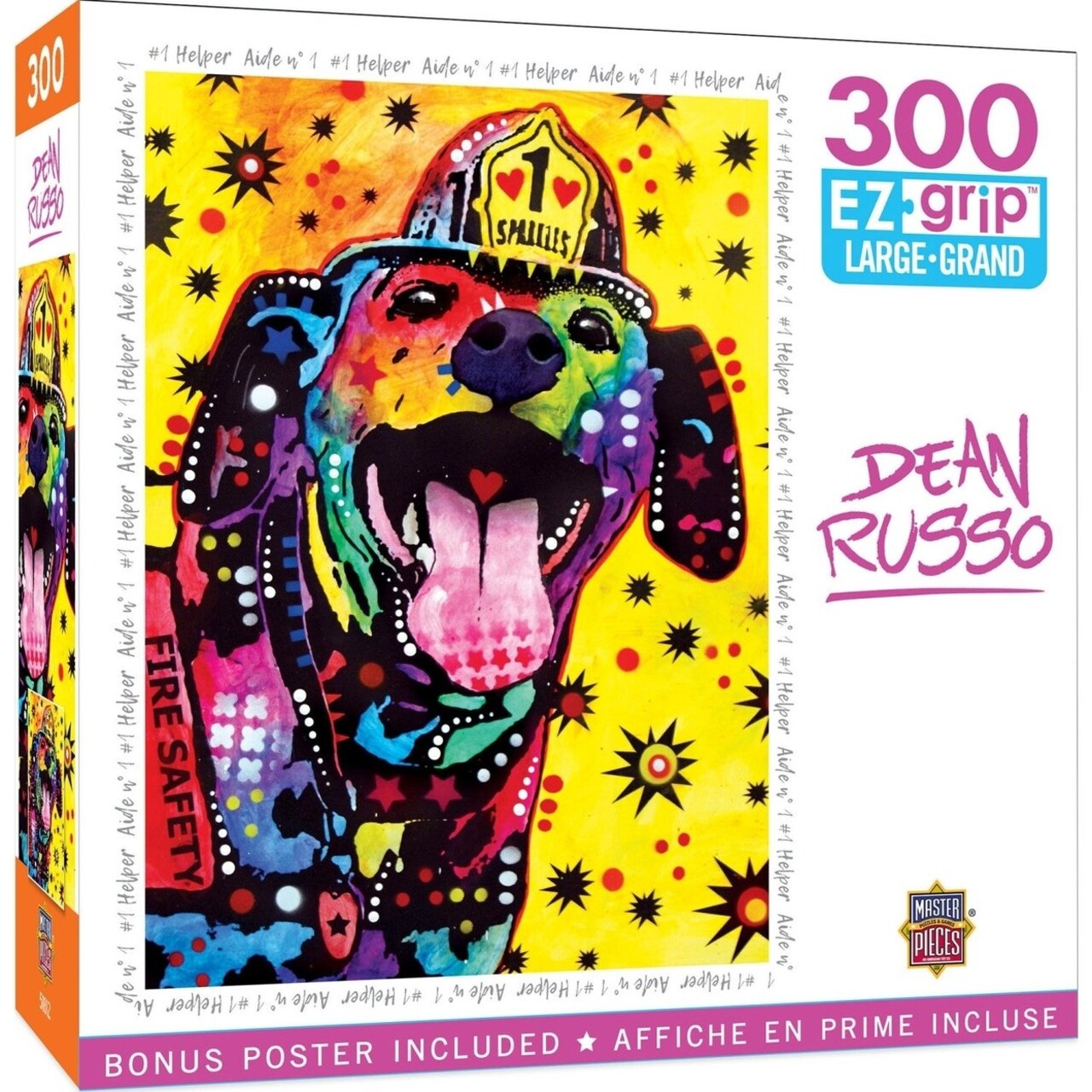 Dean Russo 300 Piece Ez Grip Jigsaw Puzzle Fire Safety Dog Art 18X24 Inches